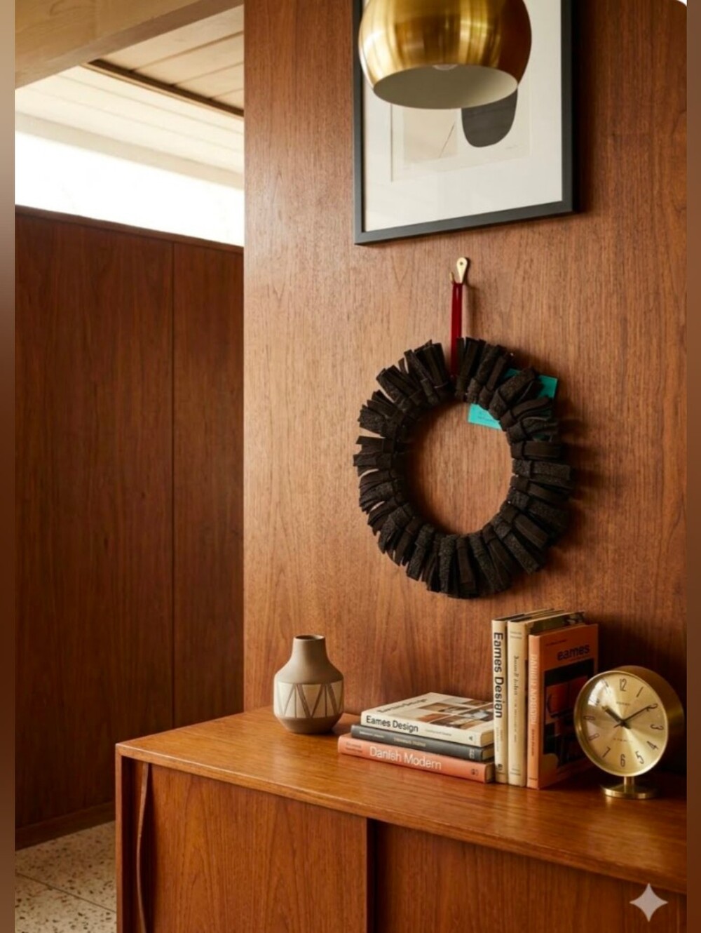 Handmade Genuine Suede Leather Fringe Brown Decorative Wreath